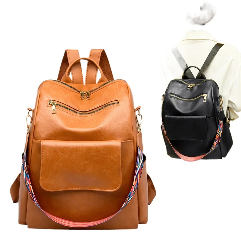Dual use soft leather shoulder backpack for women 2025 new casual large capacity commuting backpack, fashionable and versatile t