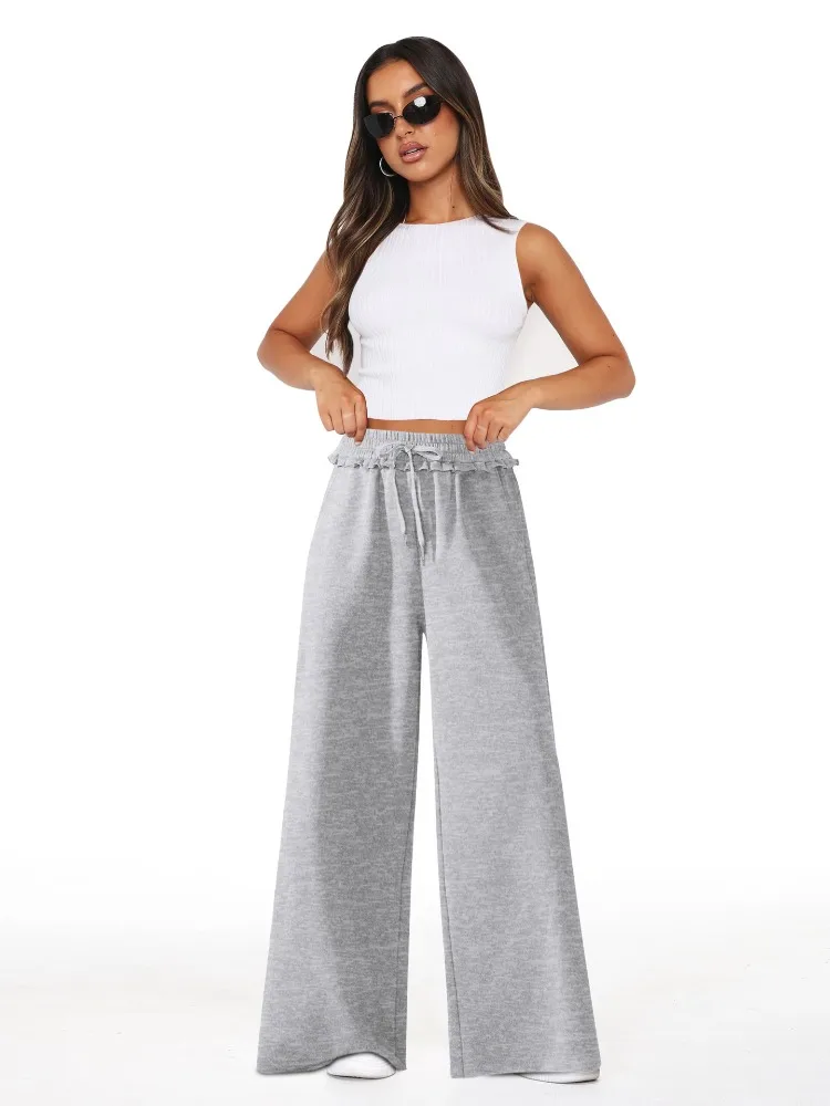 

2025 Autumn New Women's Loose Straight Leg Casual Pants Belted Wide Leg Pants High Waist Slimming Trousers Comfortable Loose Fit