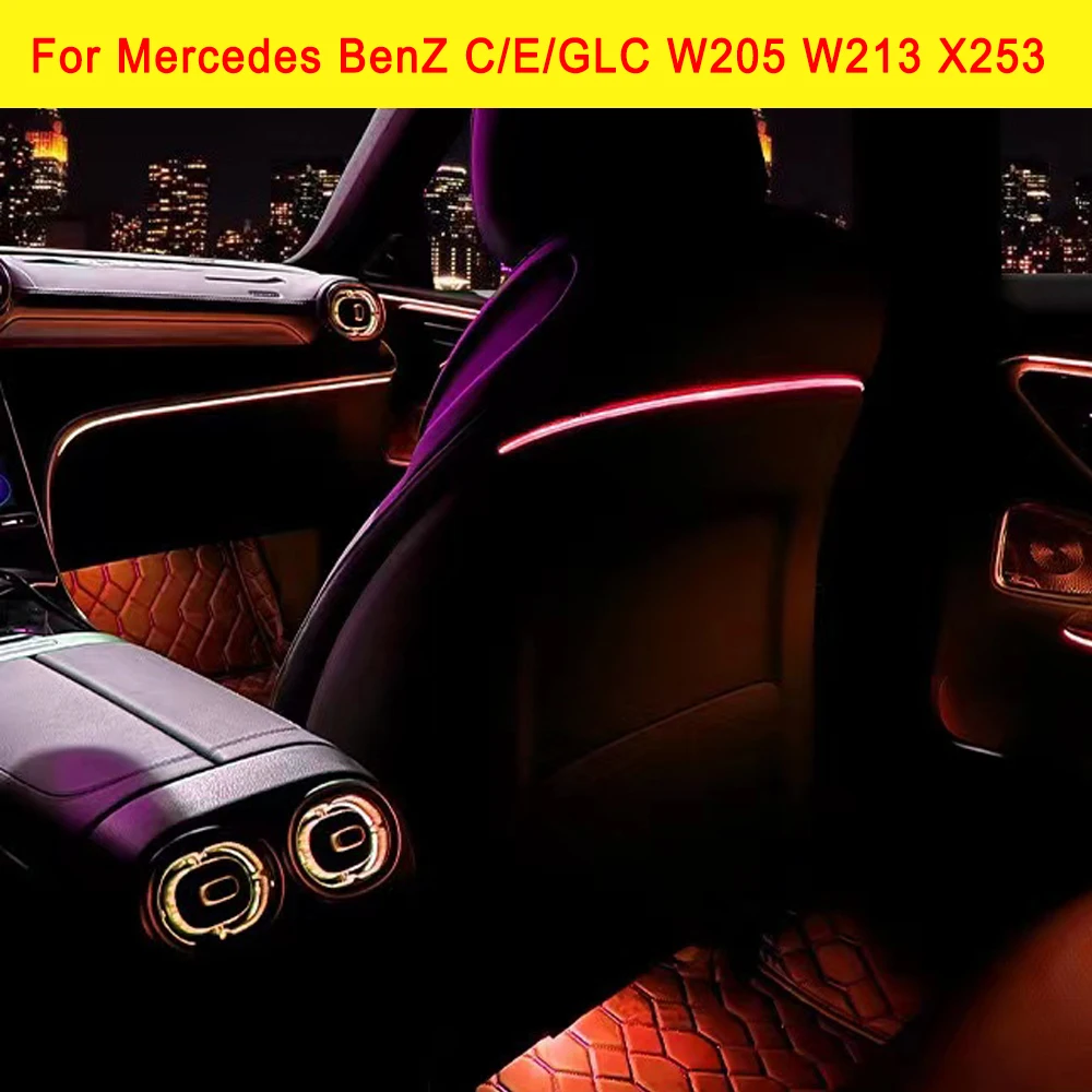 64 Colors Car Ambient Light Rear Seat For Mercedes Benz For BenZ C/E/GLC/W205/W213/X253/W206 Interior Decorate Car Accessories