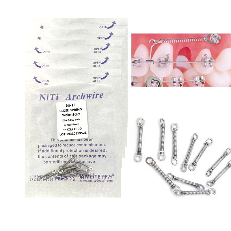

10PCS Dental Orthodontic Single Anterior Teeth Tooth Torque Spring Dentist Materials Orthodntics Niti Open Close Coil Spring