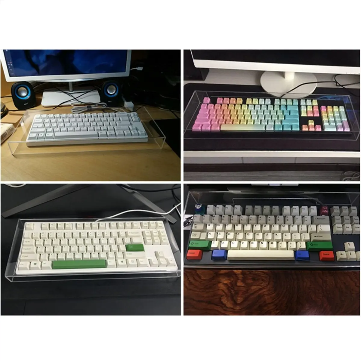 ok-キーボードダストカバー透明強力アクリルキーボードカバーお手入れ簡単デスクトップキーボード-375x150x48-mm