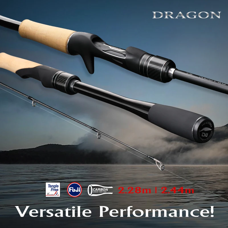 

TSURINOYA 2Sectin Carbon Fire Spinning Rod DRAGON 2.28M 2.44M M ML Power Fast Action Carp Fishing Rod FUJI Ring Shallow Tip