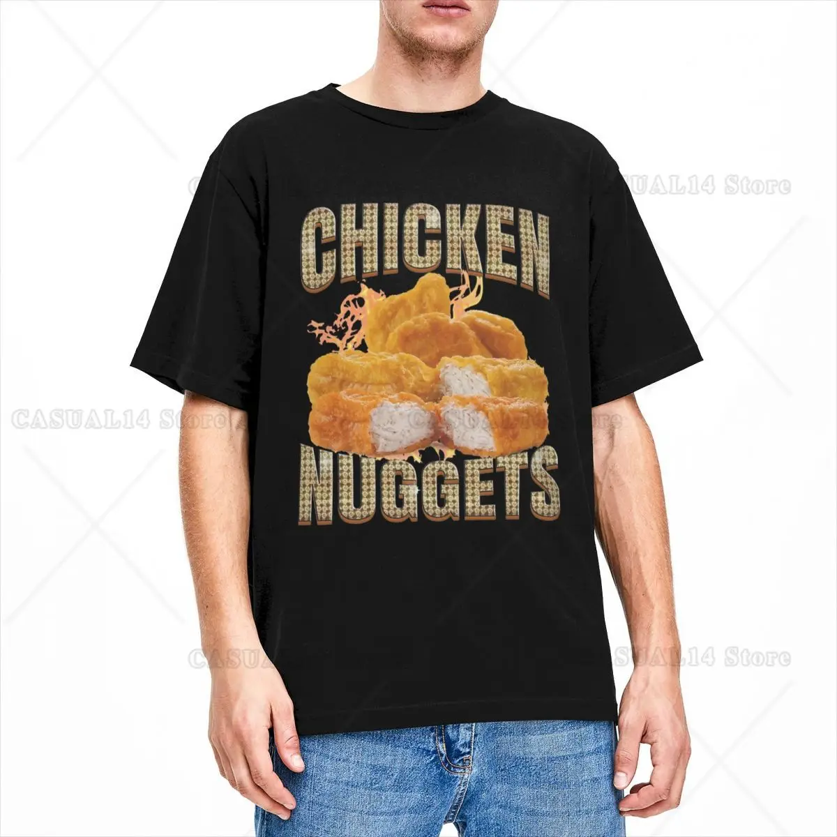 Humor Funny Chicken Nuggets Lovers T-Shirts Men Women 100% Cotton Humor Junk Food Tees Shirt Birthday Present Clothes