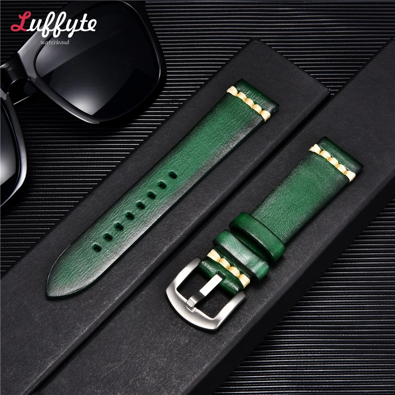 Handmade Vintage Retro Italian Leather Watch Band 18mm 20mm 22mm 24mm Men Women Universal Leather Watch Strap