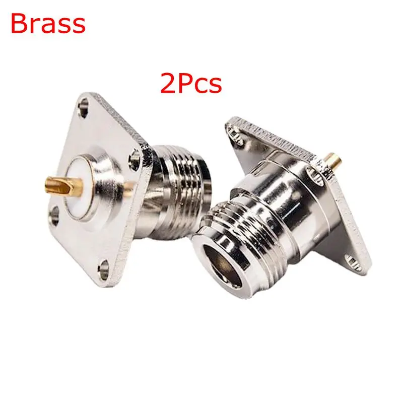 2 pçs/lote n tipo fêmea soquete l16 jack 4 buraco flange conector n l16 fêmea de solda para montagem do chassi painel plataforma ptfe bronze cobre
