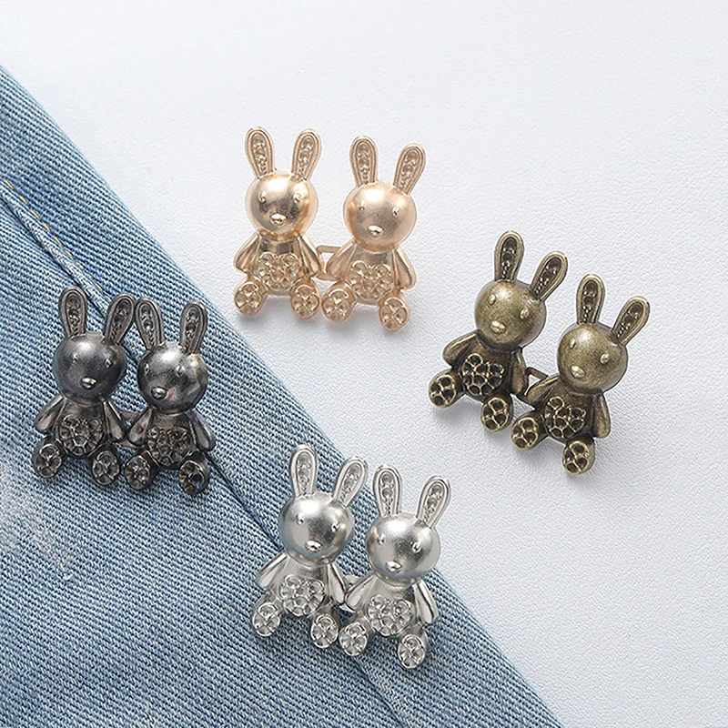 Metal Rhinestone Rabbit Waist Buckle Cute Bunny Adjustable Waist Tightener No Sewing Required Waist Buckle