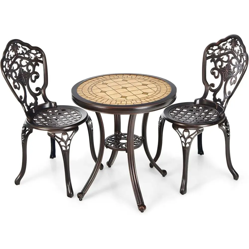 All-Weather 3-Piece Bistro Set, Outdoor Patio Furniture for Garden, Poolside, and Backyard
