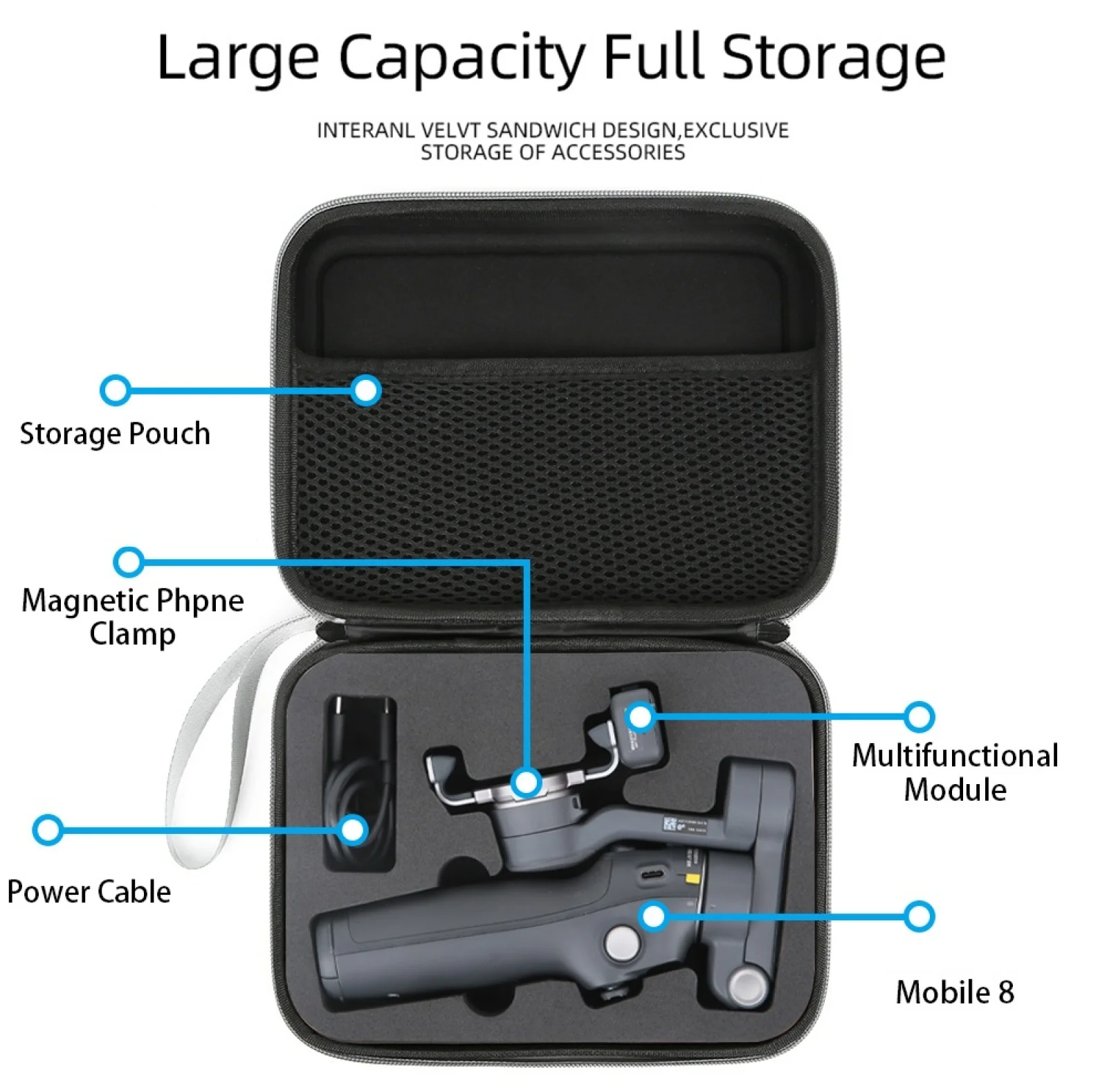 

For DJI Osmo Mobile 8 Storage Bag Carrying Case Handheld Gimbal Stabilizer Travel Hardbag for DJI Osmo Mobile 8 Accessories