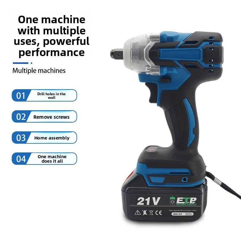 21V Cordless Impact Wrench and Electric Screwdriver with 300N.m Torque, Variable Speed Trigger, Forward and Reverse Switch for