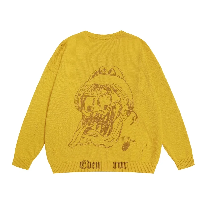 High-Quality Winter Yellow Crew-Neck Wool Sweater Streetwear Men's Women's Casual New Play Sweater Sweatshirt