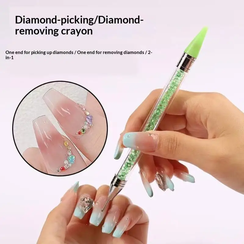 Hot Dual-ended Applicator Pencil Nail Dot Rod Rhinestone Picker Wax Pen Diamond Picker Stick For Rhinestones Dotting Tool
