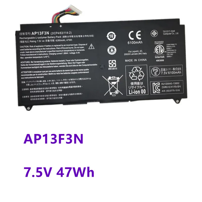 

47WH AP13F3N 2ICP4/63/114-2 Laptop Battery For Aspire S7-392 S7-392-9890 S7-391-6822 Ultrabook 7.5V 6280mAh