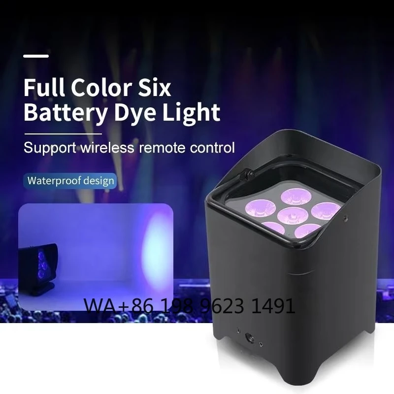 6x18W RGBWA UV Wireless Battery Par Light DMX Stage Uplights with Flight Case for Wedding Party Club Event Performance