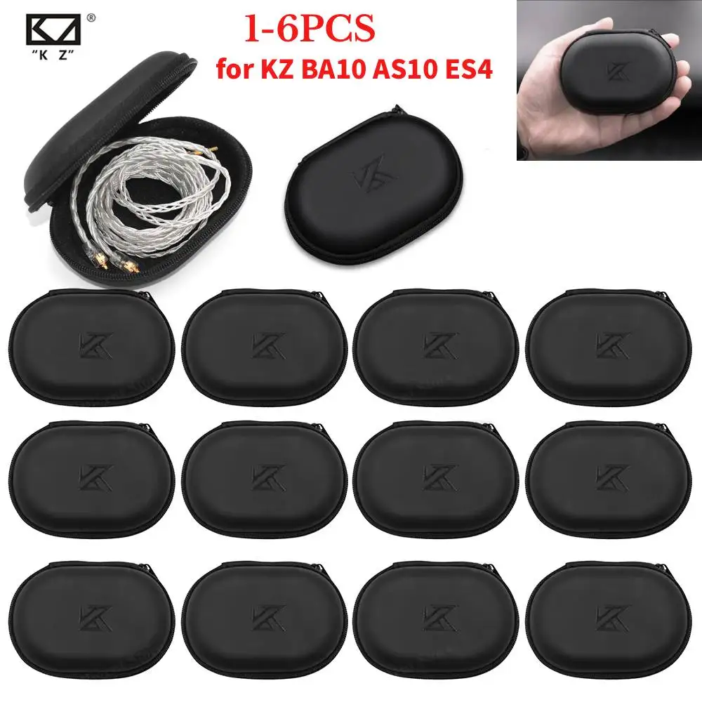 1-6PCS KZ Kopfhörer Oval Lagerung Tasche Verdrahtete Kopfhörer PU Zipper Lagerung Box Tragbare Halten Fall Container für KZ BA10 AS10 ES4