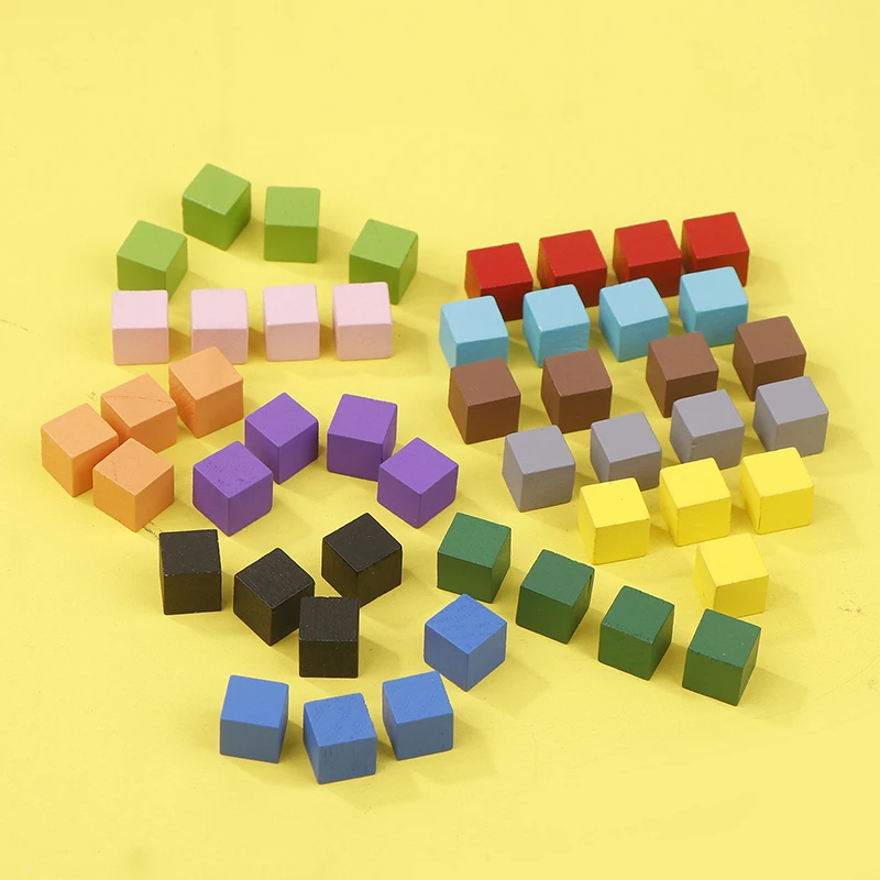 100Pcs/lots 12Colors 10MM Colorful Wood Cubes Dice Chess Pieces Right Angle For Token Puzzle Board Games Early Education