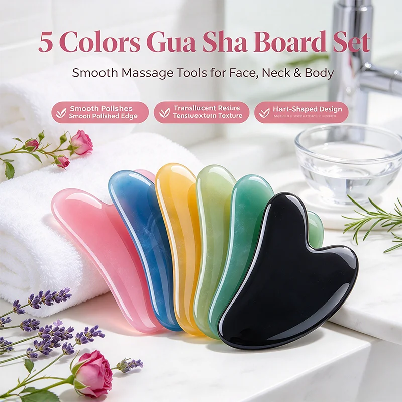 2Pcs Ice Surface Gua Sha Scraper Massager for Face Neck Body Guasha Massage Tool Facial Skin Care Guasha Board Face Massager