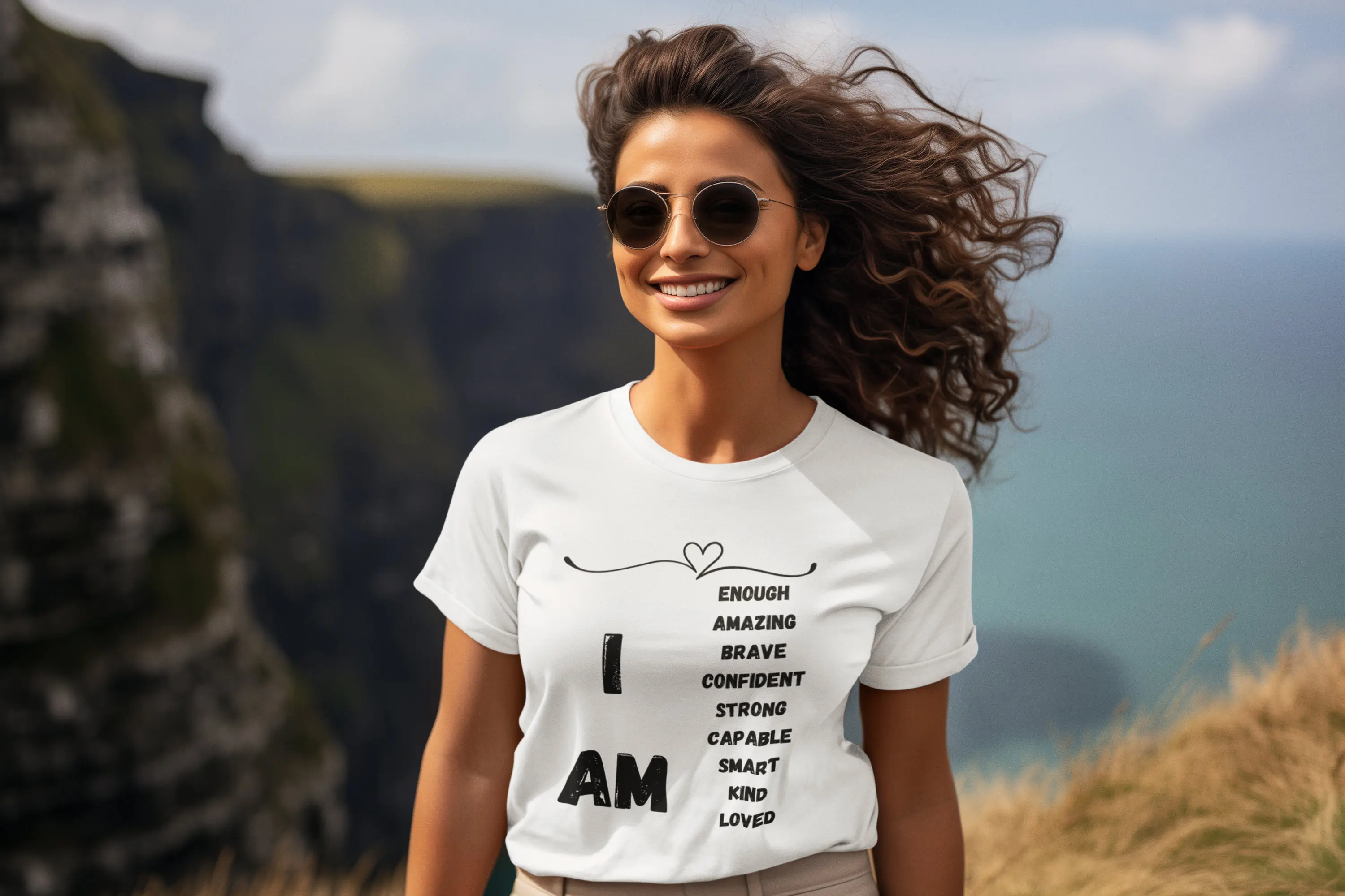 I am confident brave loved positive affirmation Heavy Cotton T Shirt woman's