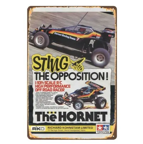 Vintage Rc Car Metal Sign Poster - Tamiya The Hornet Buggy - 20x30cm