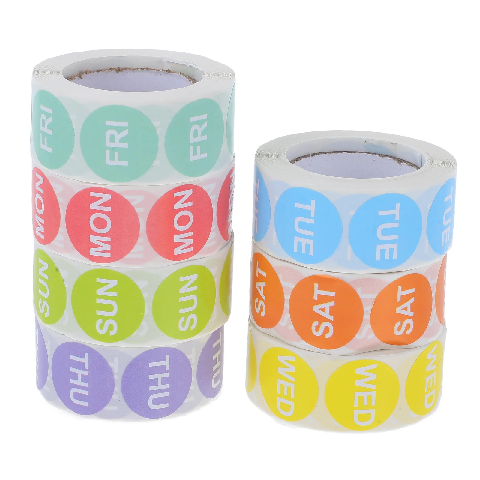 

7 Rolls Weekday Label Stickers Color-Coded Date Marking Labels For Calendar Notebook Folder Food Box Inventory Management Sticky