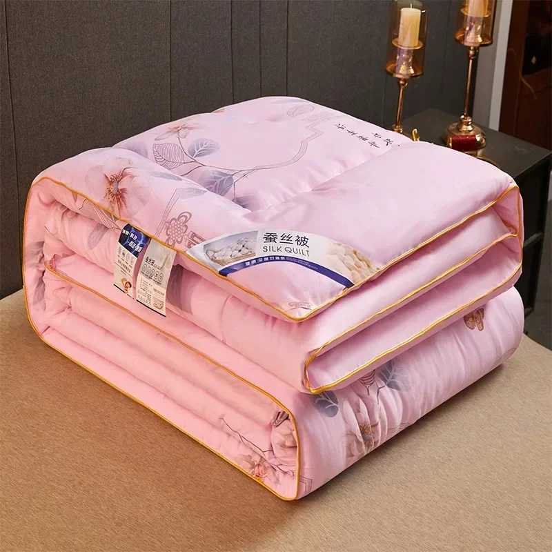 Mulberry Silk Quilt Bedspread Sleeping Comforter King Queen Size Winter Duvets 220*240