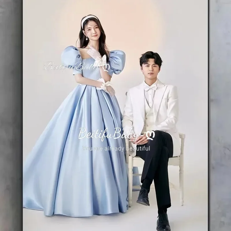 Abiti da sera macchiati stile principessa per le donne 2025 Sweet Bubble Gonna a maniche corte Banchetto Ball Abiti da cerimonia da donna