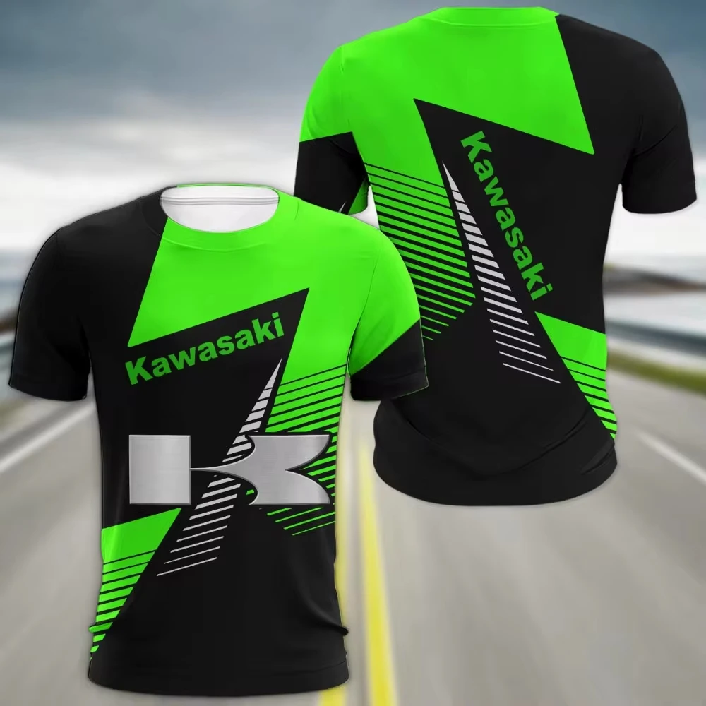 2024 Summer 3D Print Kawasaki Moto Sport T-Shirt For Motocross Fans T-Shirt Men Motorcycle Graphic Racing Children's Top