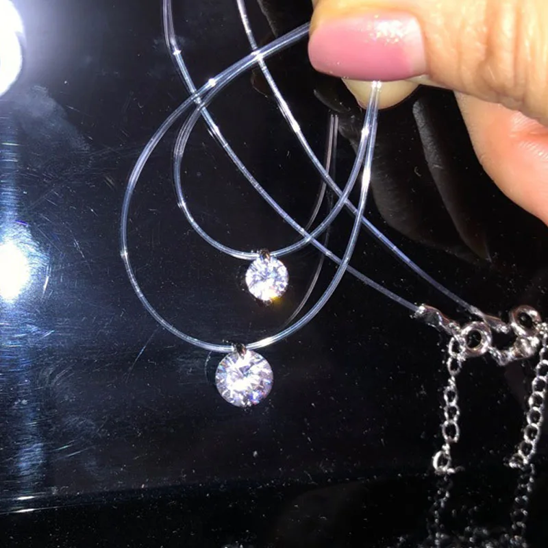 

925 Sterling Silver Transparent Chain 6/8MM Zircon Pendants Neck Necklaces For Women Luxury Quality Jewelry Charms Accessories