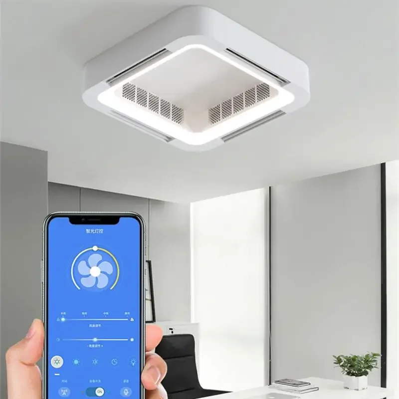 Imagem -02 - Moderno Simples Inteligente App Ventilador de Teto Lâmpada Luz Led Controle Remoto Invisível Silencioso Quarto Sala Escritório