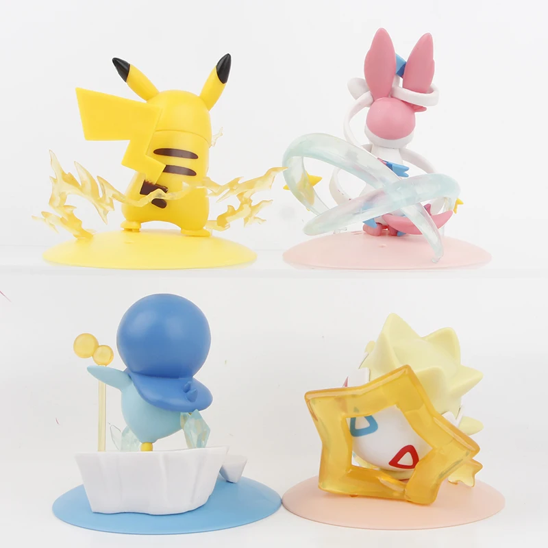 New 4pcs/set Pokemon Pikachu Sylveon Togepi Piplup Figure Toys 8-10cm