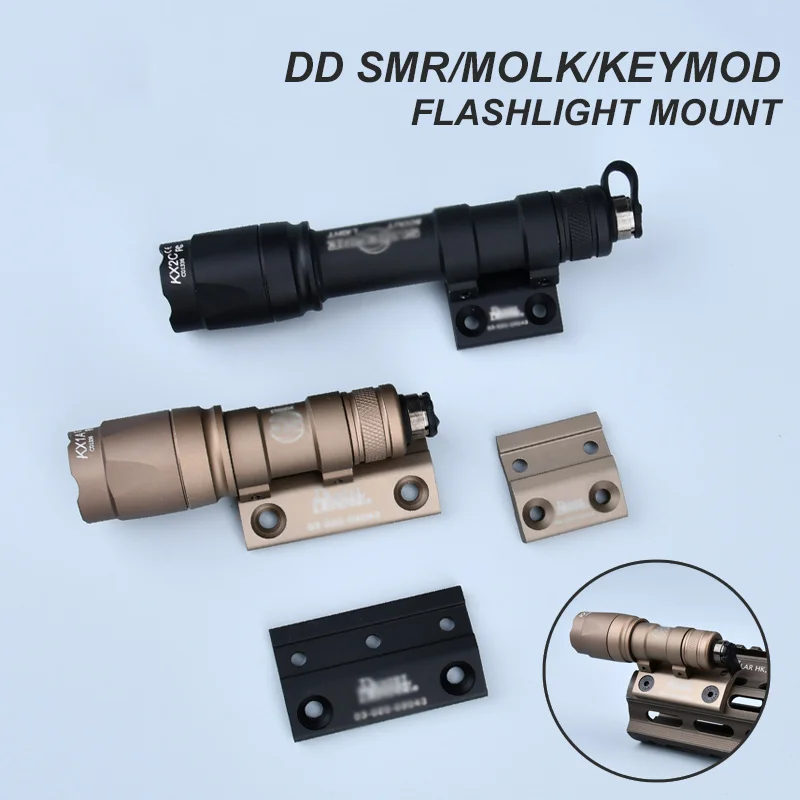 Tactical Airsoft DD Metal Base Fit Surefir M300 M600 Flashlight Keymod MLOK SMR Mount Weapon Hunting Light Mount Accessories