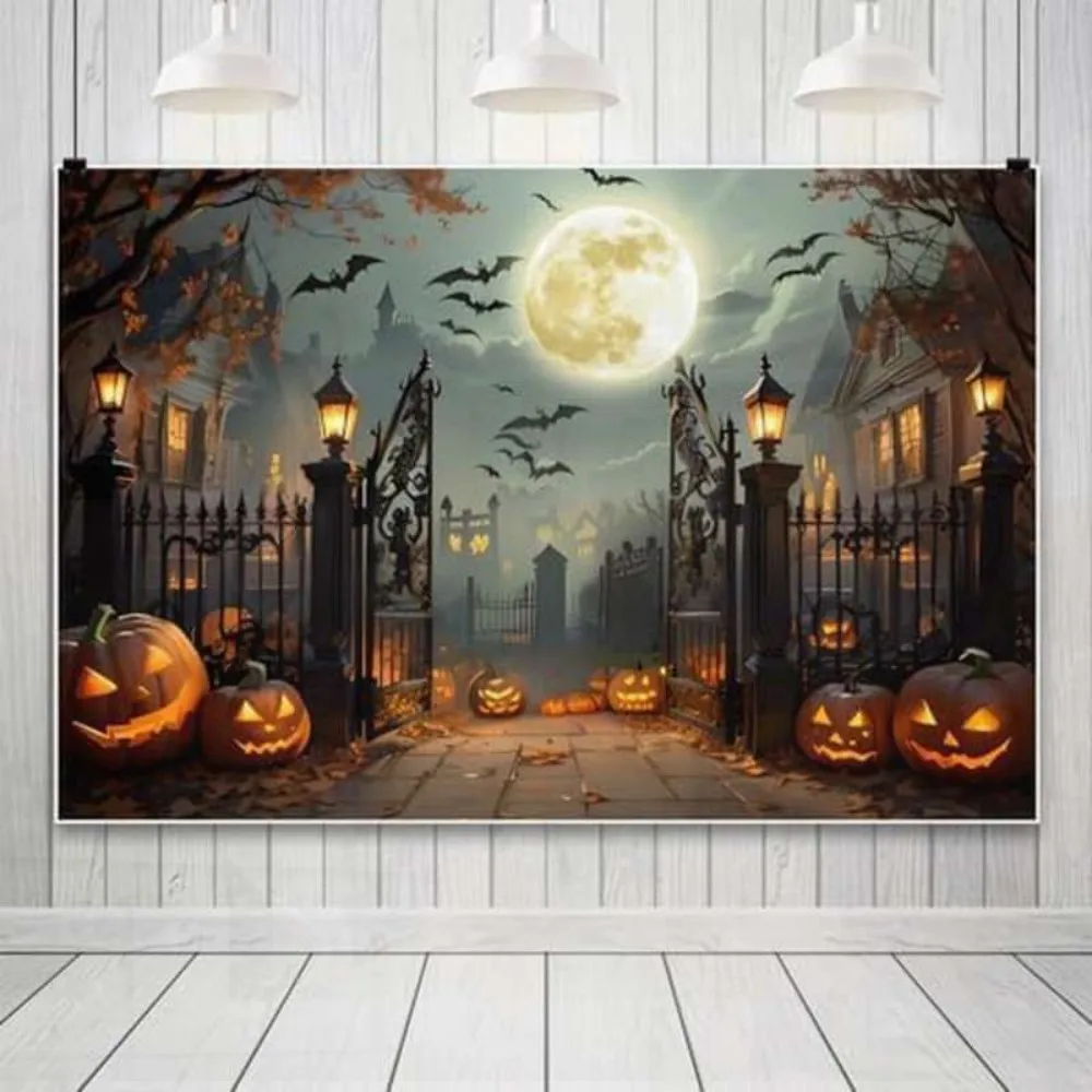 مجموعة موضوع رعب لخلفية الهالوين من VIKAMA مثالية لديكورات الحفلات وخلفيات استوديو التصوير الفوتوغرافي #5