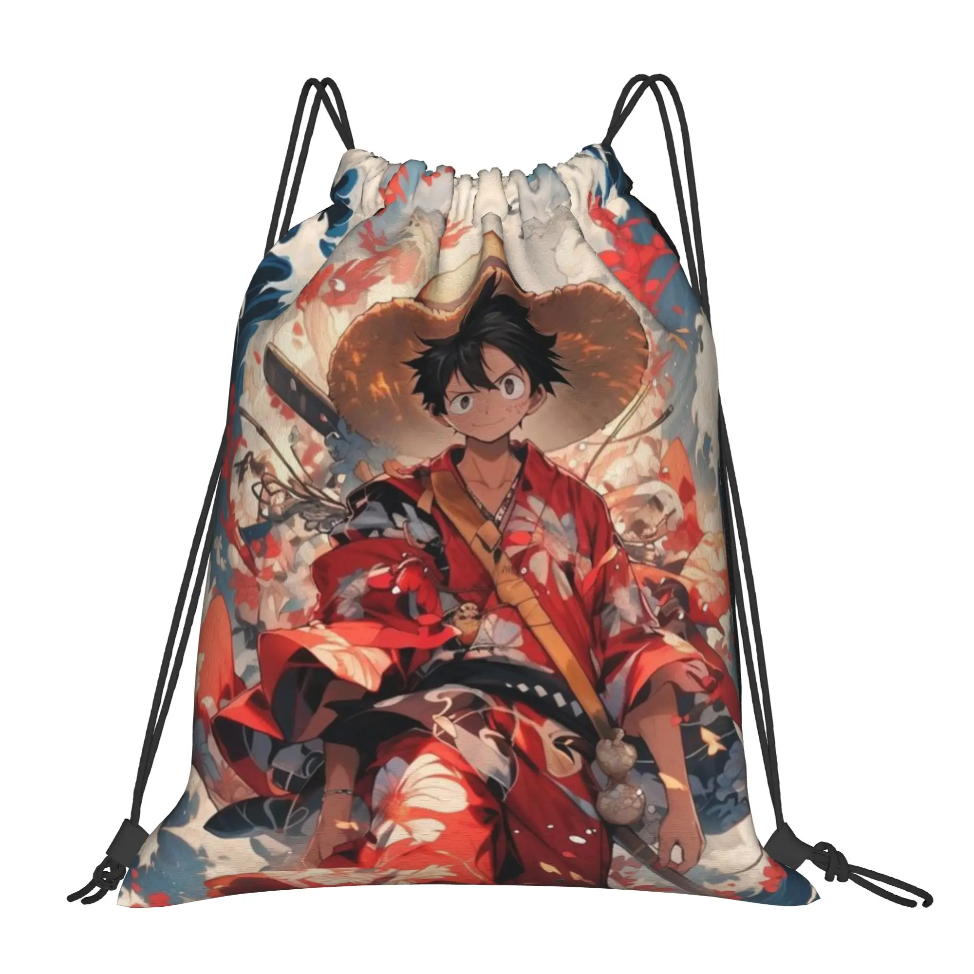 Luffy (6) One Piece Portable Hiking Drawstring Backpack Riding Backpack Gym Clothes Drawstring Bags