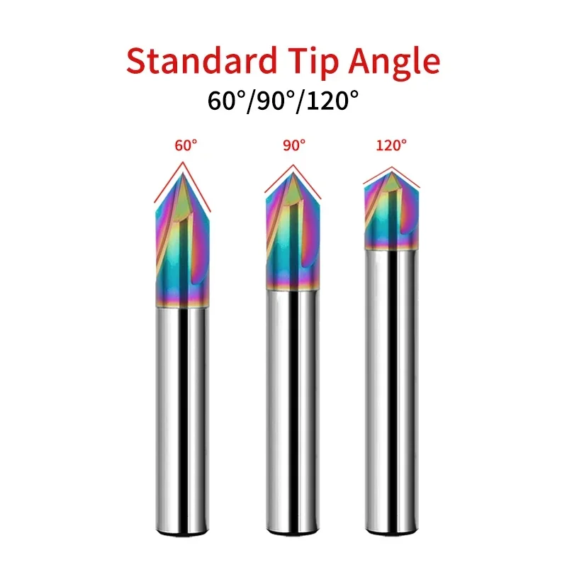 1PC 3F Straight Coated Carbide Chamfering End Mill HRC55 DLC Coating Tungsten Steel Chamfer Milling Cutter for Aluminum