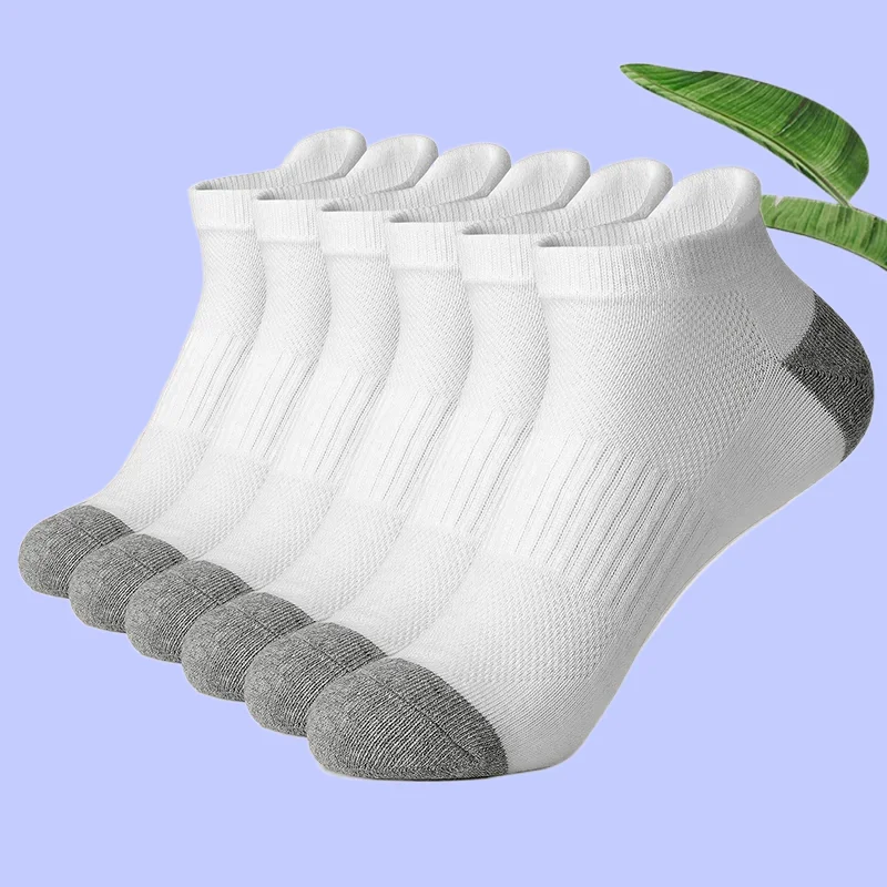 Chaussettes en coton de haute qualité pour hommes et femmes, chaussettes de sport, chaussettes courtes en maille respirante, chaussettes de rinçage blanches et noires, 6/12 paires, nouveau, 2024