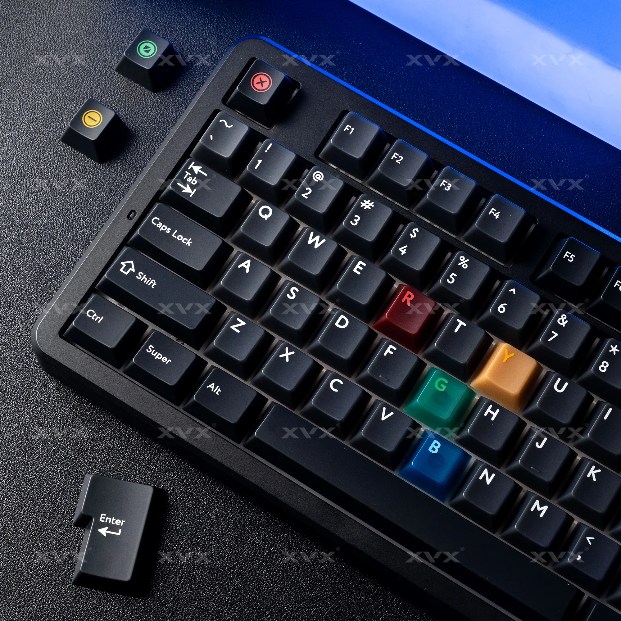 

Колпачки для клавиш XVX Black Jade Cherry Profile PBT, полный набор (142 клавиш), полупрозрачные колпачки для клавиш
