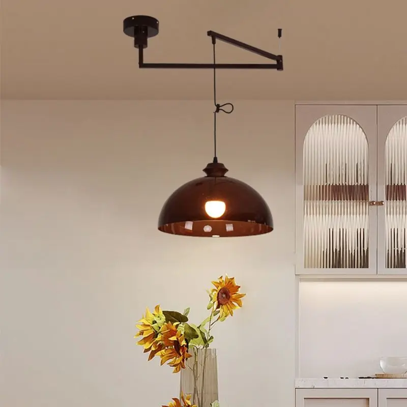 Nordic Swing Arm LED Chandelier Lights for Dining Table Living Room Kitchen Restaurant Chandelier Lamp Coffee Acrylic Sconce E27