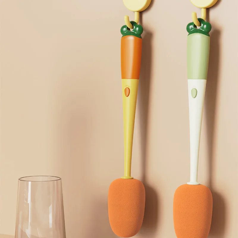 Carrot Shape 3 in 1 Long Handle Sponge Cup Brush Milk Bottle