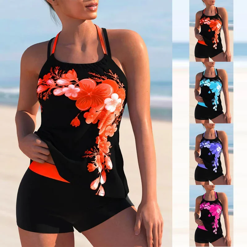 

Летний модный дизайн, женский комплект бикини из двух предметов, красный цветок, кольцо, купальник, жилет, спортивная пляжная одежда, S-6XL