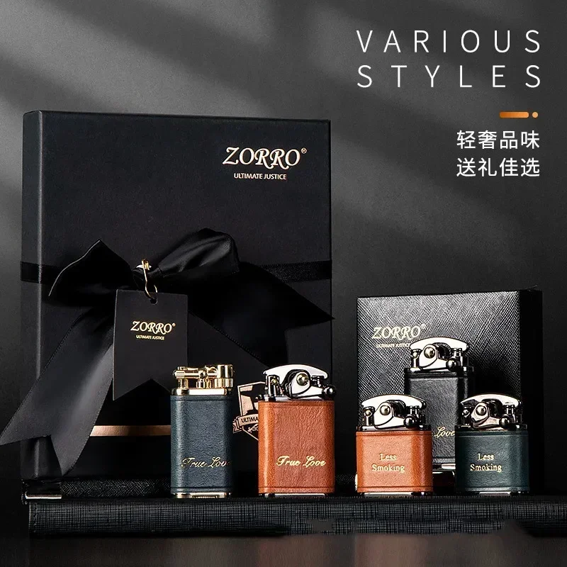 Zorro exquisite retro handmade customized leather kerosene lighter men\'s high-end creative personalized trendy boyfriend gift