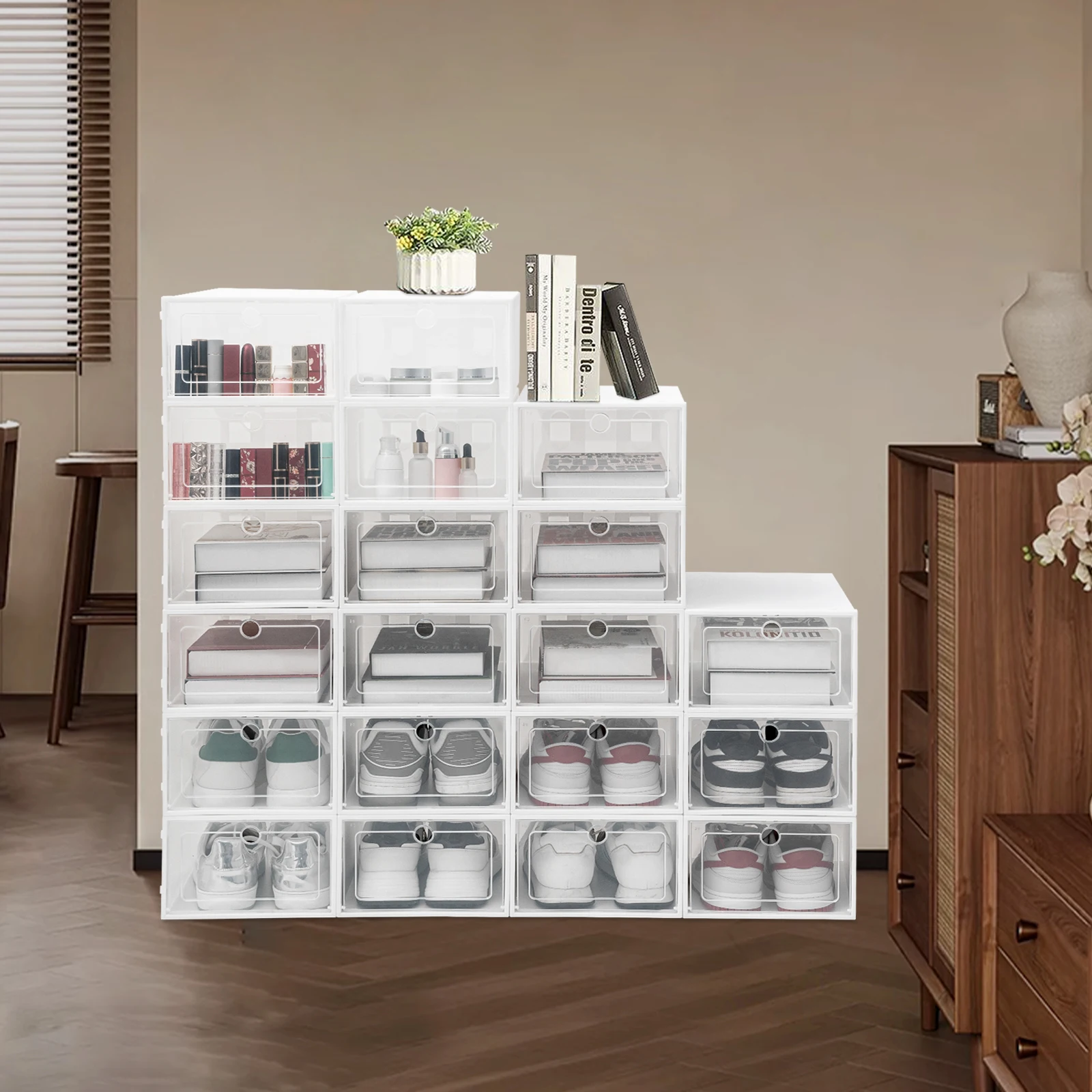 

20 Species 13*9.1*5.5inch Shoe Boxes ABS and PP Shoe Doors Foldable Design DIY Placement