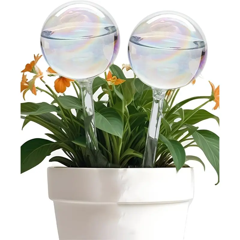 

【NOW SAVE】Поливная лампа, переливающиеся самополивочные шары, 2 шт., стеклянные радужные шары для полива растений, самополивочная вставка для горшка