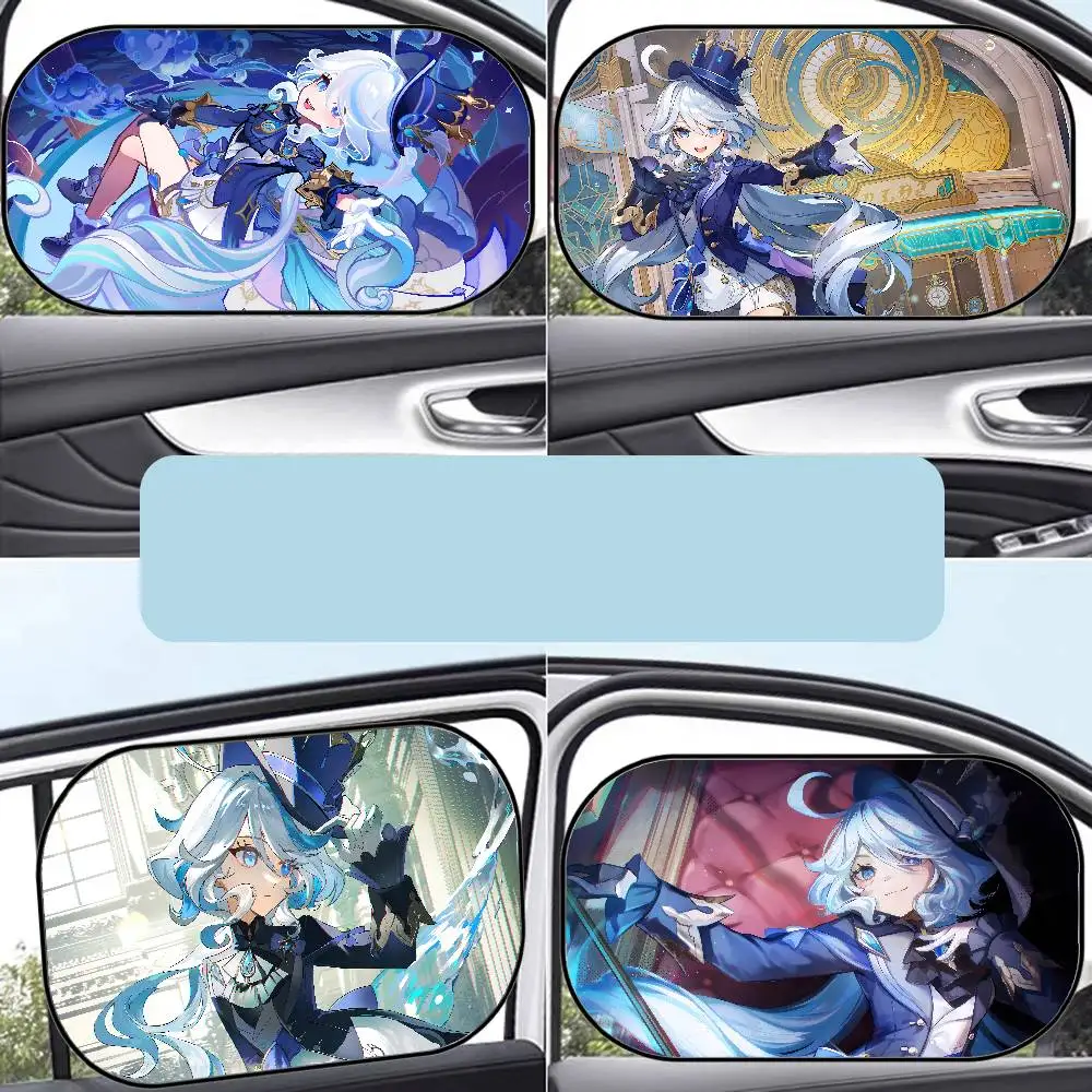 Genshin F-Furina Side Window Sunshades Car Film Side Window Saunshades Windshield Auto Window Sunshade Cover For Children