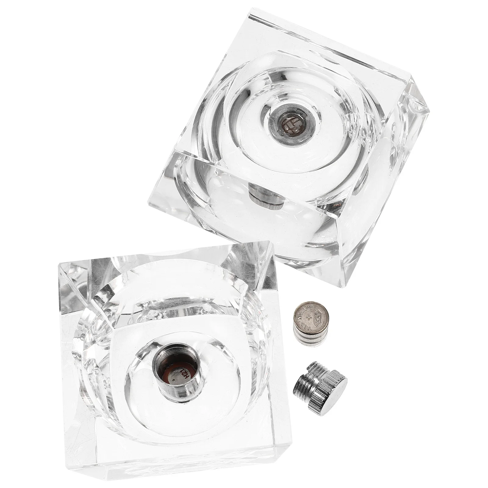 

2Pcs Crystal Light Base Premium Material LED Lighting Stand for Jewelry Collectibles Home Decoration LED Light Base