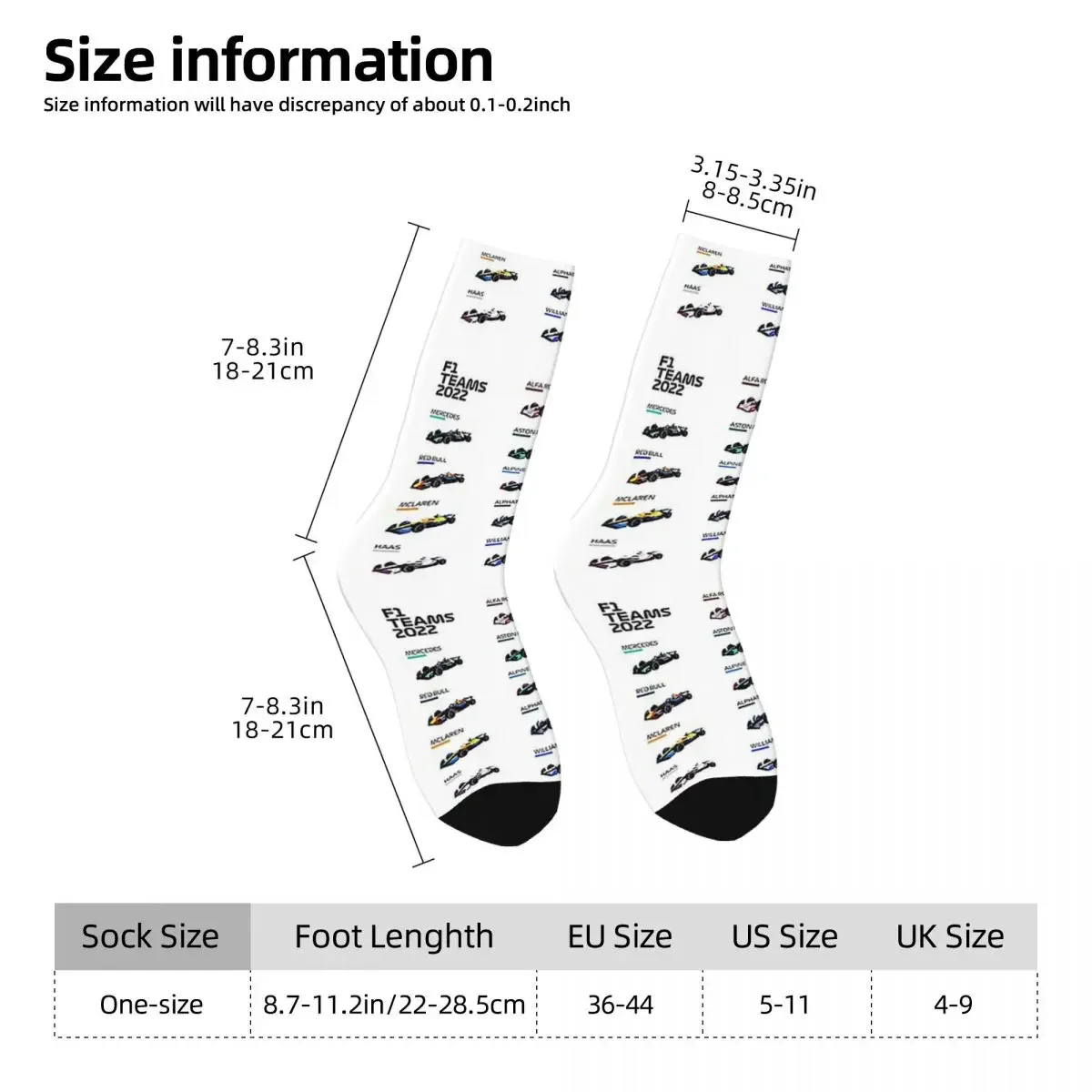 F1 Cars-Chaussettes Harajuku sulfToutes Saisons, Bas de Haute Qualité, Accessoires pour Homme et Femme, Cadeaux de Noël, 2022