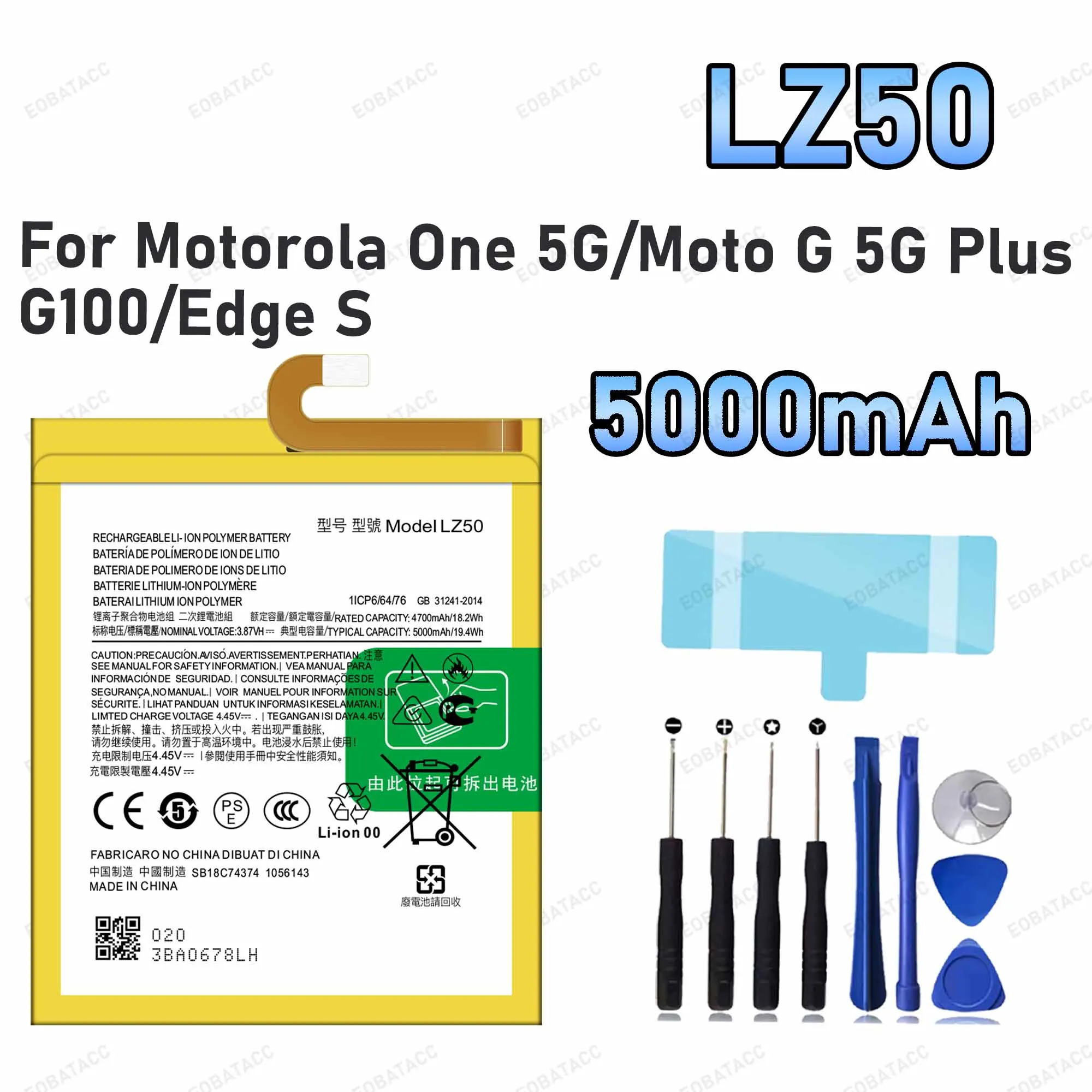 5000mAh LZ50 Replacement Battery for Motorola Moto One 5G/G 5G Plus/G100/Edge S battery Repair Tools Kit