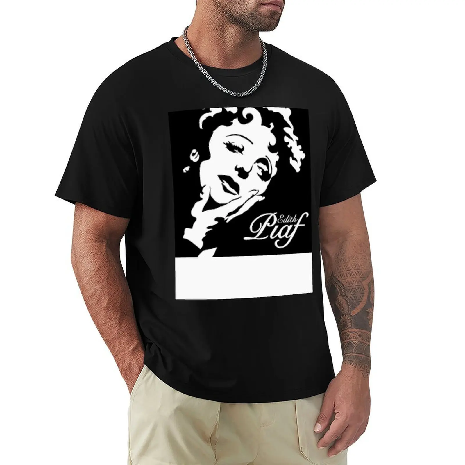 

EDITH PIAF T-Shirt Minimalist Plain Crew Neck T-Shirt