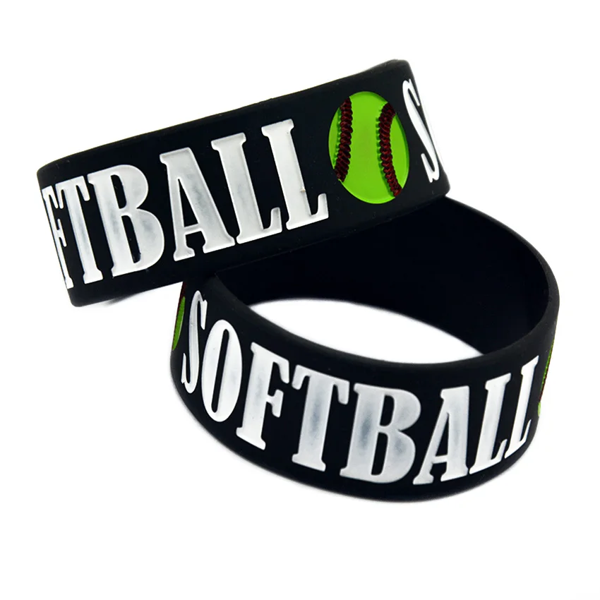 25 Stück 1 Zoll breite Softball-Silikon-Armbänder, Fan-Zeitungszubehör, Gummiarmreifen – Detail 3