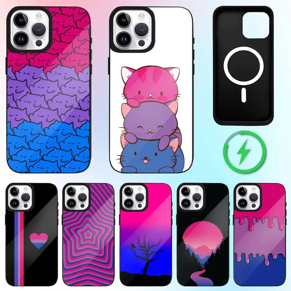

Flag love Bisexual Art Phone Case For iPhone17,16,15,14,13,12,11 Plus,Pro Max Magnetic Magsafe Wireless Charging