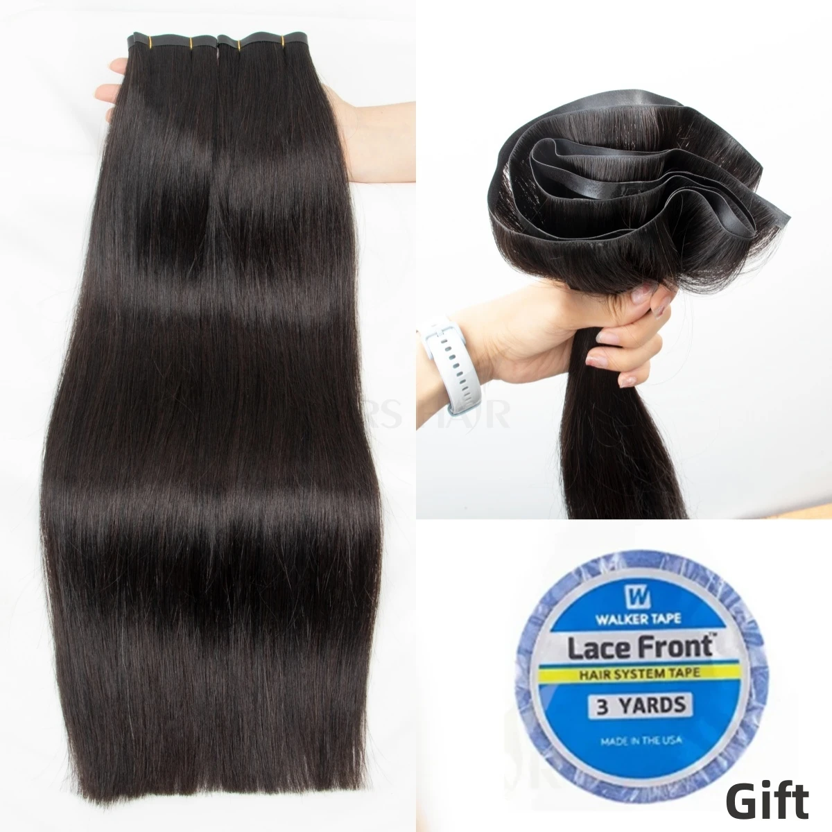 

Invisible Long Tape PU Weft 100% Human Hair Bundles Natural Hair Seamless & No-Glue Injected Tape In Hair Extensions Thick Ends