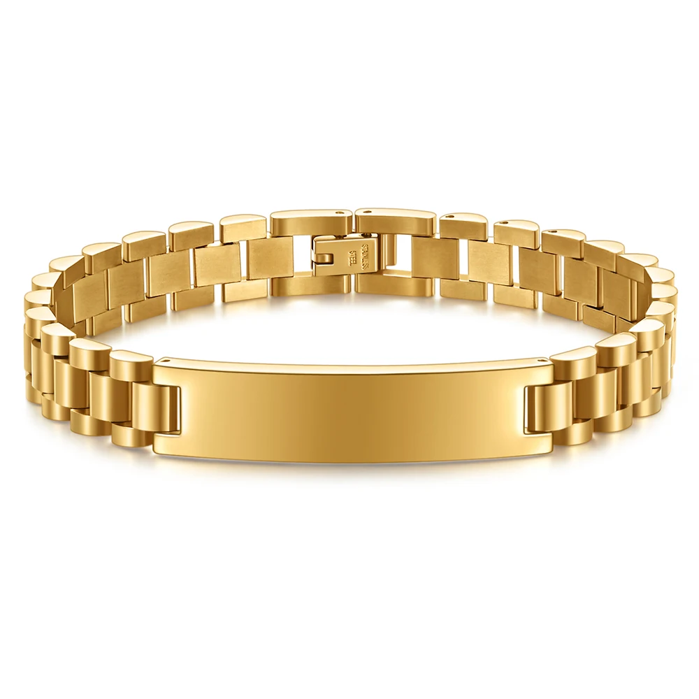 Men's Customizable Smooth Titanium Steel Bracelet, 10mm Width